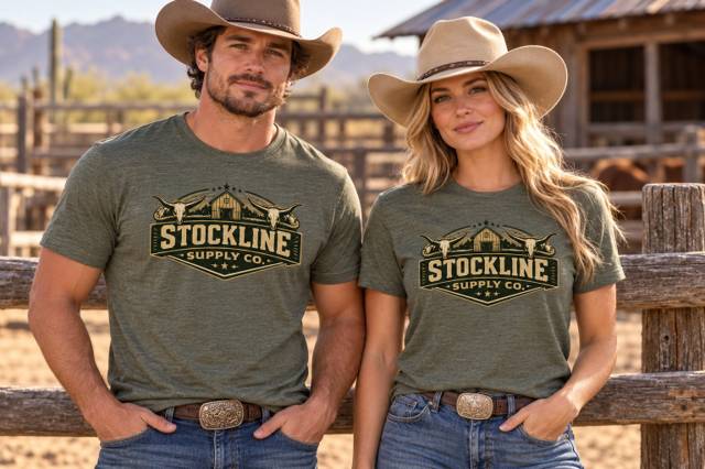 Stockline Supply Co. Western Logo Tee – Military Green