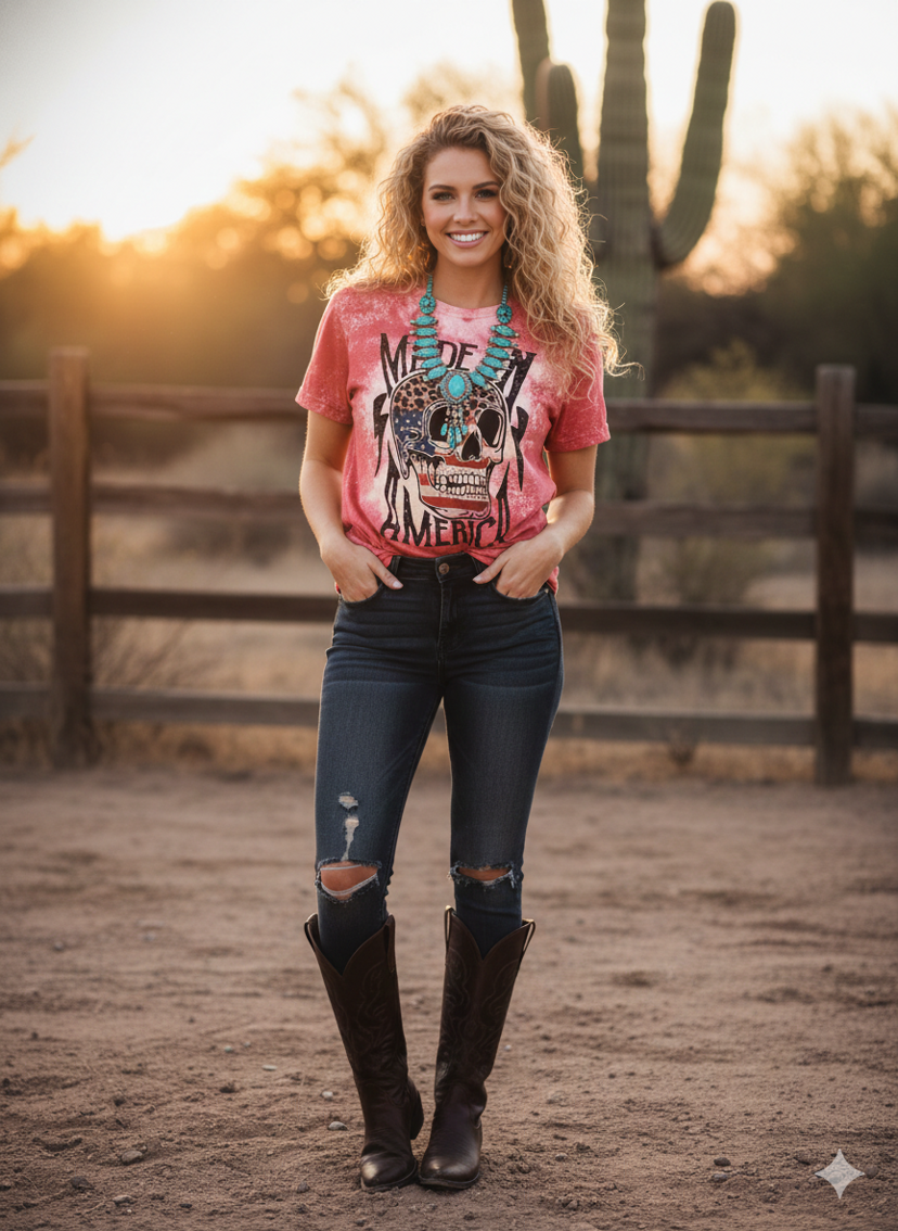 Made in America Bleached Graphic Tee – Western Shirt