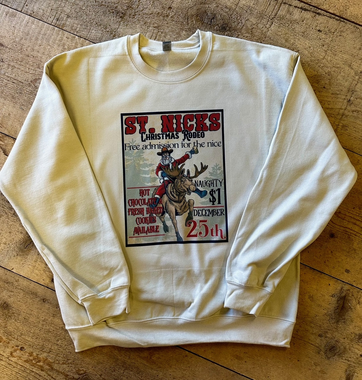 St Nicks Christmas Rodeo Sweatshirt Wholesale – Western Graphic Pullover | Stockline Supply Co