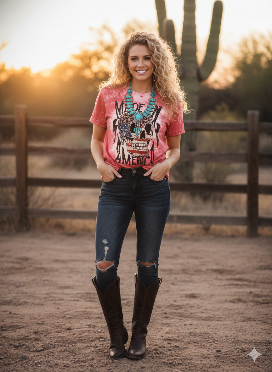 Made in America Bleached Graphic Tee Wholesale – Western Shirt | Stockline Supply Co