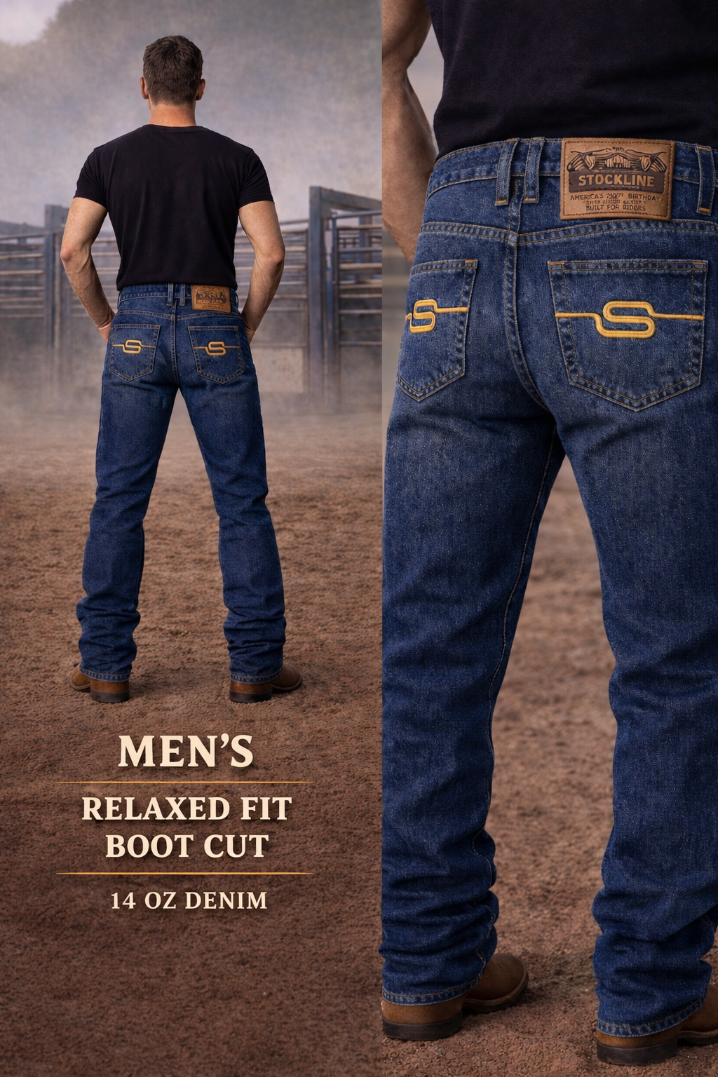 Men’s Western Boot Cut Jeans Wholesale – 14 oz Relaxed Fit Denim | Stockline Supply Co